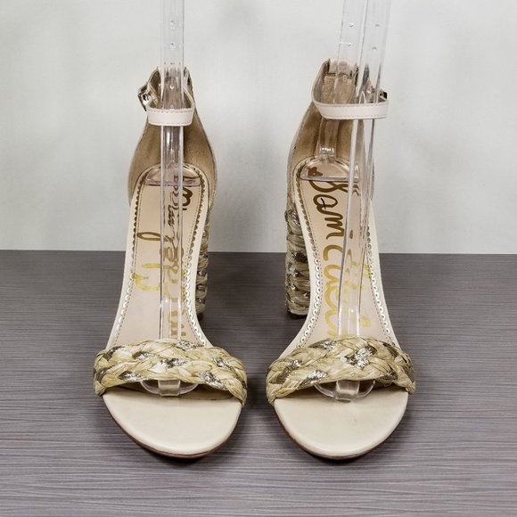 Sam Edelman Yoana Woven Trim Sandal, Ivory & Gold, Womens Size 9.5 M / 39.5 - Picture 2 of 13
